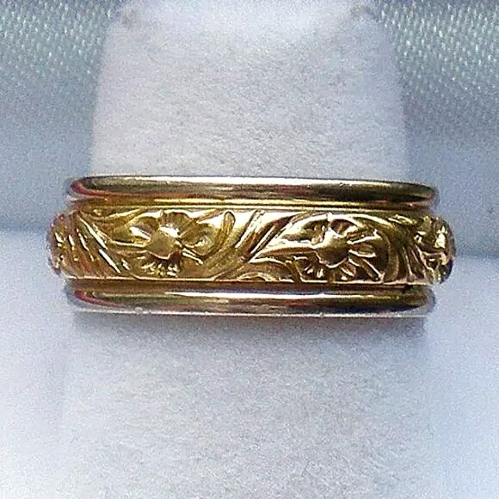 Vintage Designer Two Tone Solid 14k White Yellow Gold Wedding Ring Band 8 G